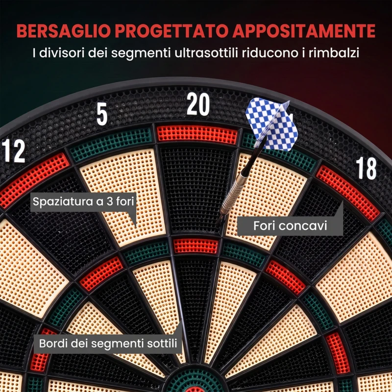 HOMCOM Bersaglio a freccette elettronico in PP con 6 Freccette e Tabellone segna Punti, 44x39.5x 2.2cm, Nero