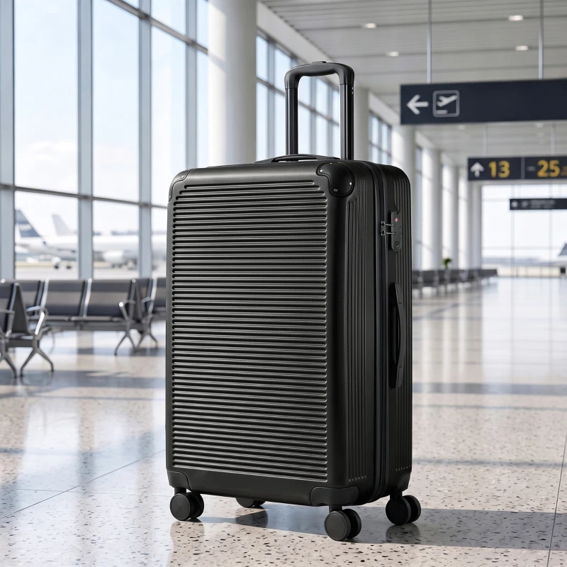 HOMCOM Valiză Rigidă Medie 71 L, Bagaj Extensibil cu 4 Roți, Geantă Umed/Uscat, 43 x 28 x 66 cm, Negru