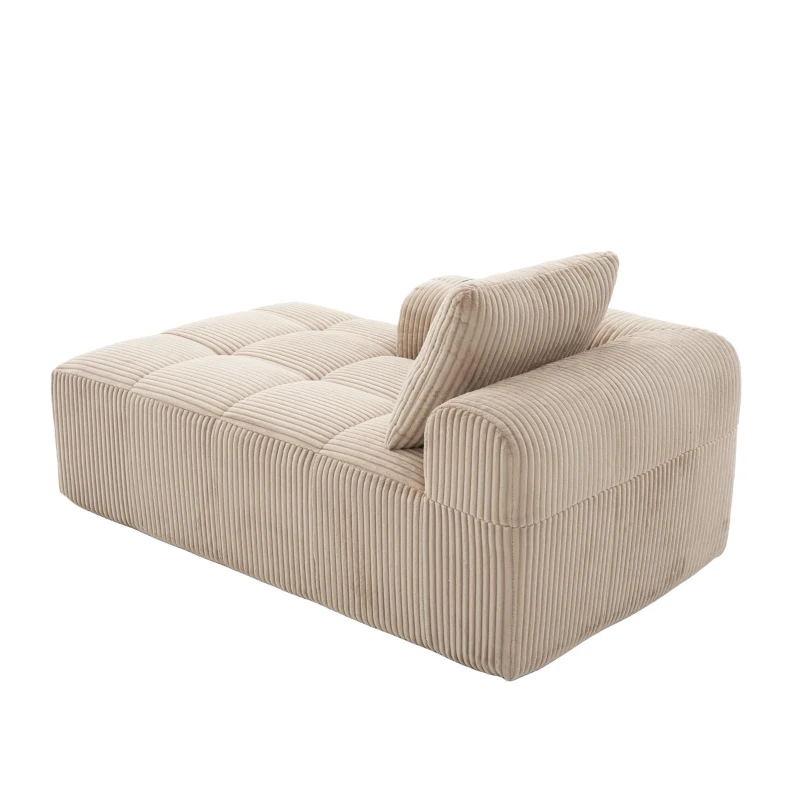 Bequemes Cordsofa mit Rückenlehne, seitlichen Aufbewahrungstaschen für Fernbedienung und Handy, eingebauter Getränkehalter, 158X93X61 cm,, Khaki