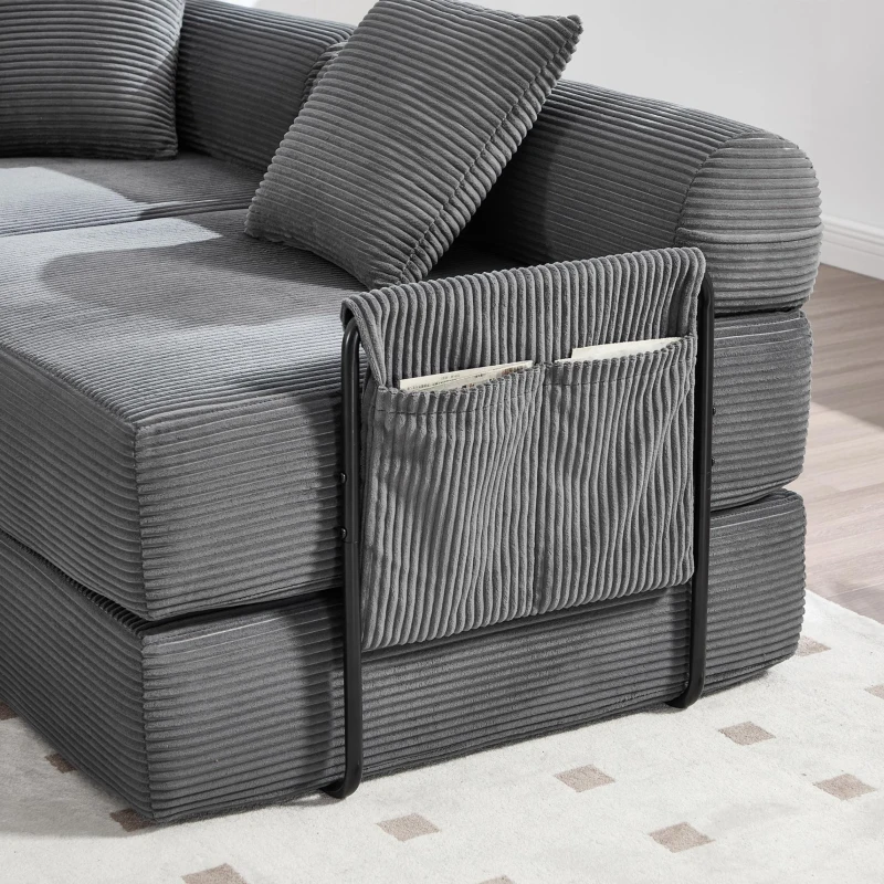 Bequemes Familiensofa mit Stauraum, frei kombinierbar, 270L x 180B x 64H cm, Dunkelgrau