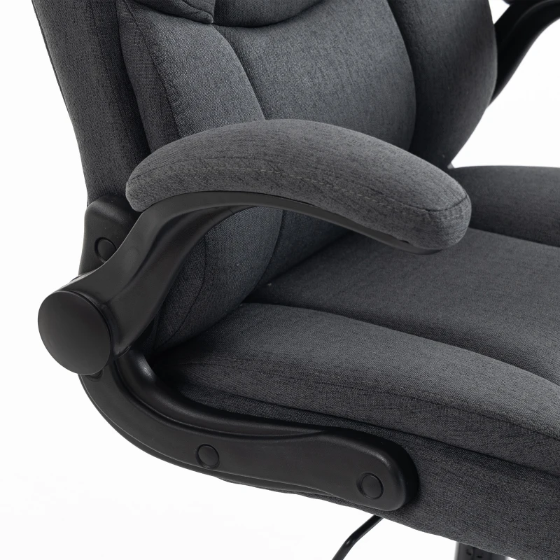HOMCOM Office Chair, Executive Desk Chair with Flip-up Armrest, Thick Padding, 360 Degree Swivel, Dark Grey