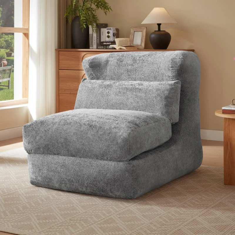 Knochenloser Sofa-Kombinationssitz, umwandelbar von einem einzelnen Sessel in einen Sessel, geeignet für Wohnzimmer und Schlafzimmer, 90L x 118B x 86H cm, Grau