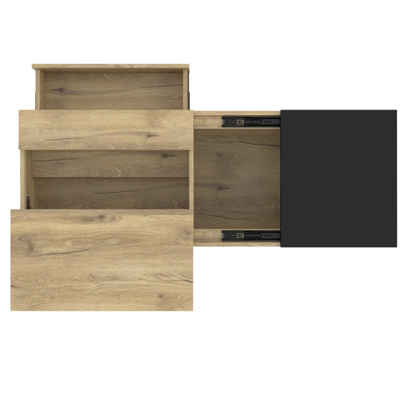 Schrank mit LED-Stehleuchte und ausreichend Stauraum, verstellbare Höhe mit Schublade und Fach, 103,5 x 50 B x 27,5 H cm, Natur