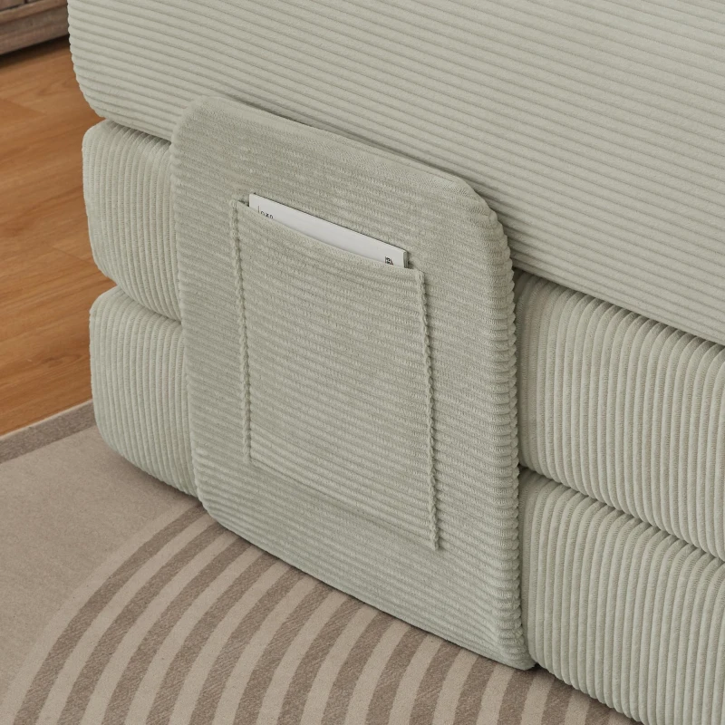 Knochenloses modulares Sofa, umbaubar in ein Bett, umfasst 2 Polster und einen Stahlrahmen, 204L x 97B x 65H cm, Beige