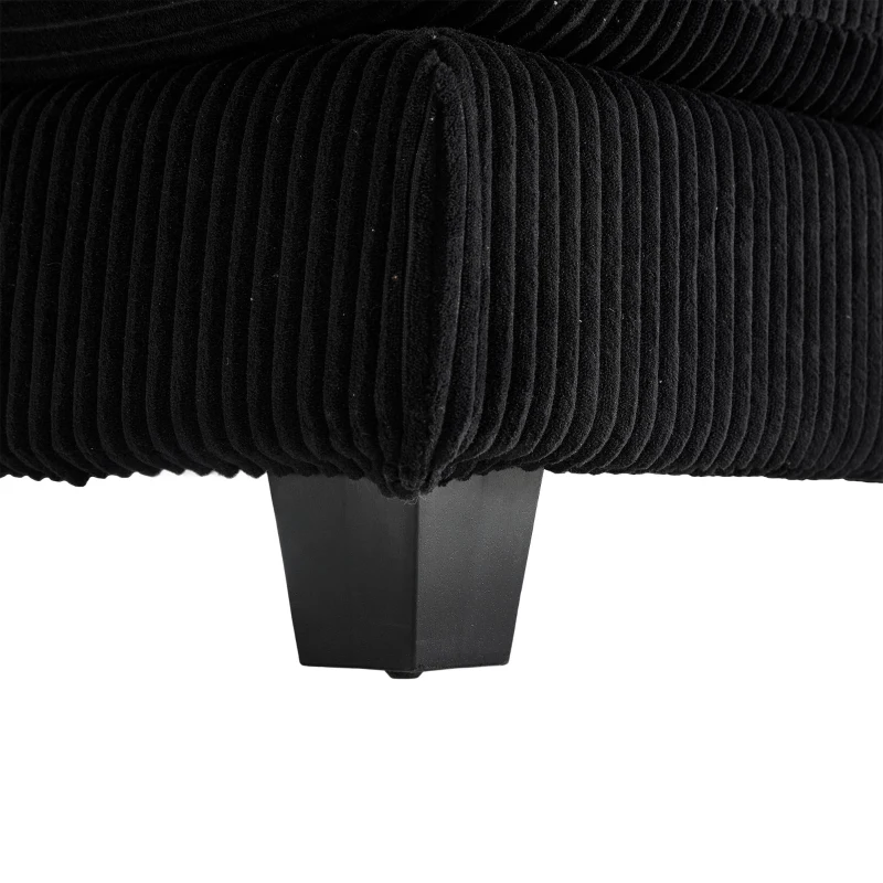 Das schwarze Cord-Doppelsofa verfügt über 2 Kissen, 4 Becherhalter und 4 Seitentaschen, kann in zwei unabhängige Sitze geteilt werden, 224L x 140B x 81H cm , Schwarz