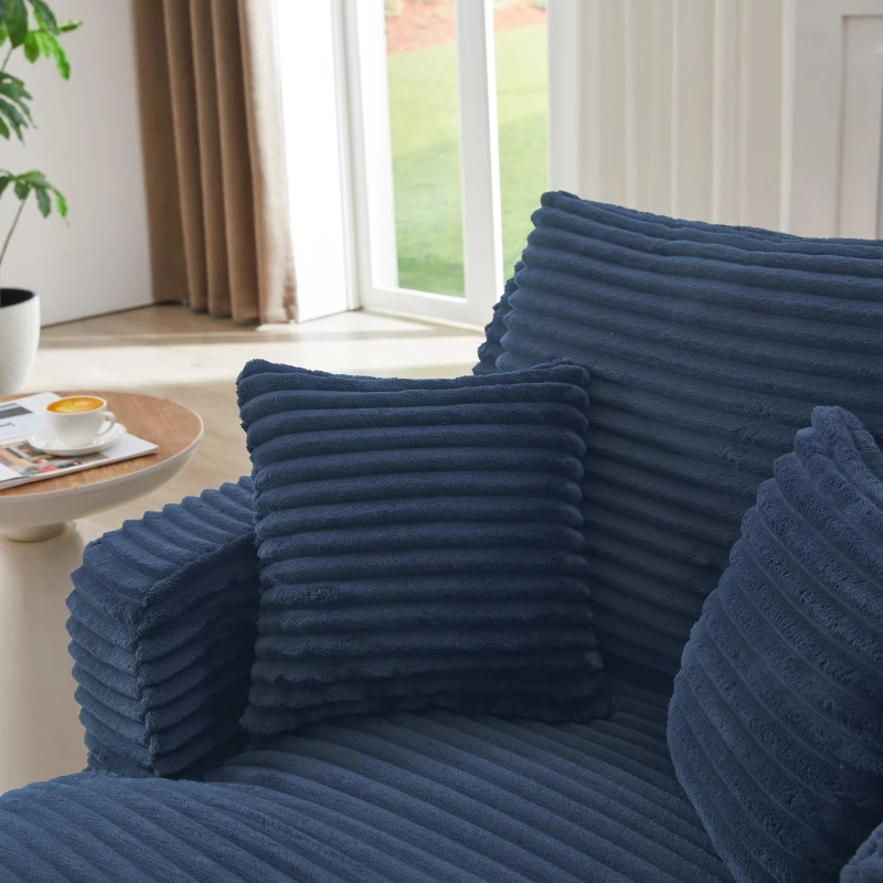 Moderner Cord-Loungesessel, bequemes Schlafsofa/Liegestuhl, geeignet für Wohnzimmer und Büro, 100L x 166B x 72H cm, Blau