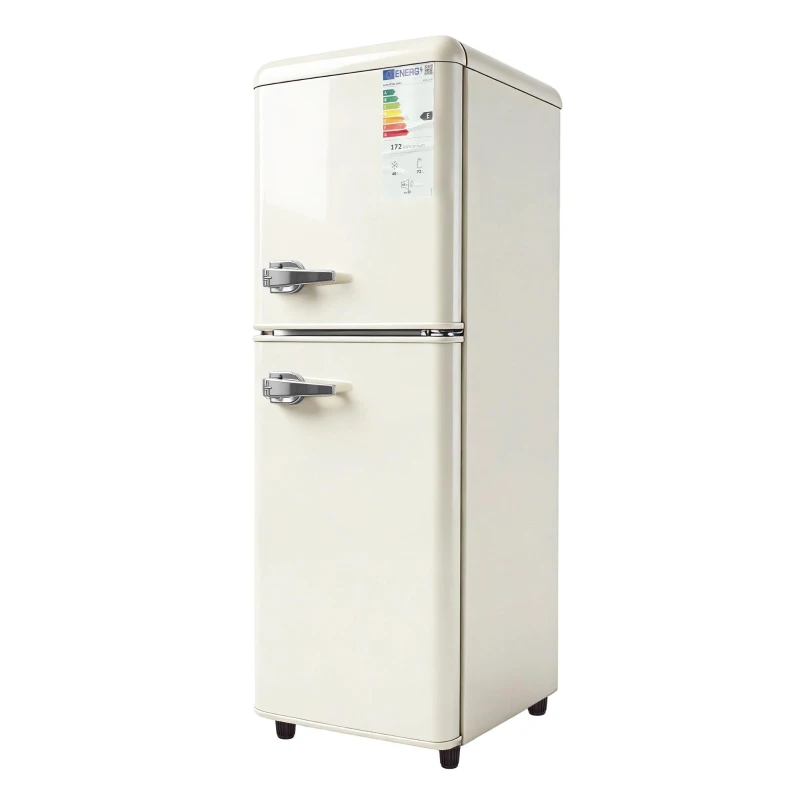 112L Doppeltür-Kühlschrank, 72L Kühlfach + 40L Gefrierfach, 7-stufiger Temperaturregler, 41L x 48,5 B x 114,5 H cm, Cremefarben