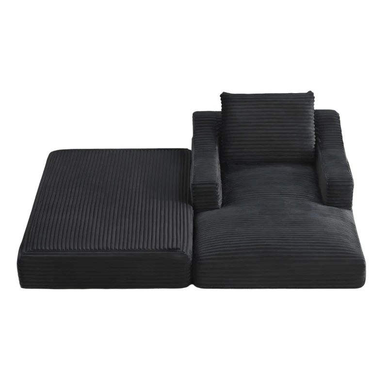 Knochenloses Cord-Freizeitsofa, doppellagiges Design, kann in ein Bett gefaltet werden, 100L x 160B x 64H cm, Dunkelgrau