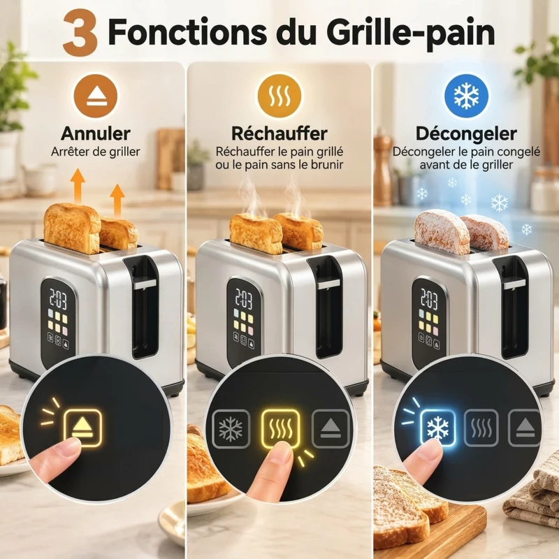 HOMCOM Ensemble Bouilloire et Grille-Pain en Inox, Bouilloire 2200W 1,5L, Grille-Pain 2 Tranches, Écran Tactile LED, Argenté