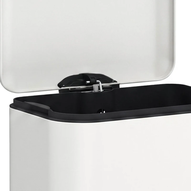 HOMCOM 20 L Kitchen Pedal Bin, Metal Rubbish Bin with Removable Inner Bucket, Soft-Close & Stay-Open Lid, Cream White