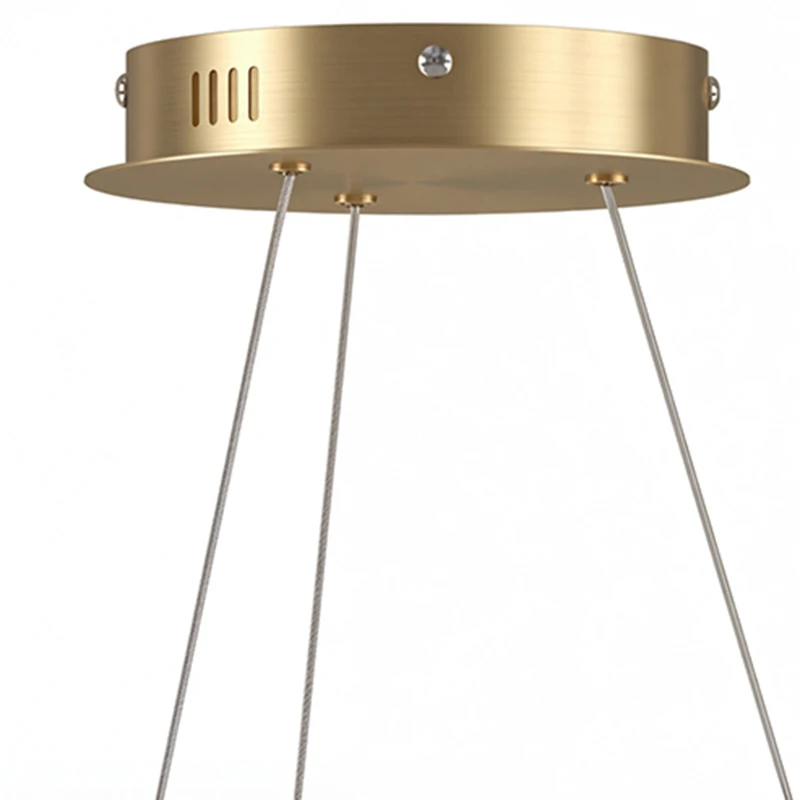 HOMCOM Suspension Luminaire avec 2 Anneaux, Lustre Suspendu LED à 3 Températures de Couleur, Hauteur Réglable, Doré