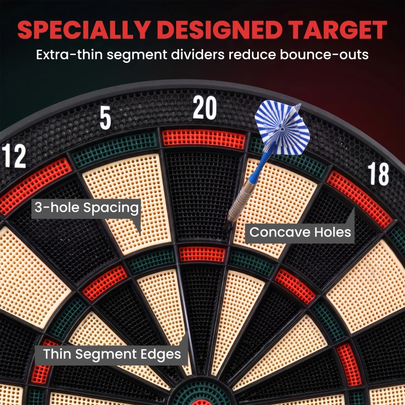 HOMCOM Electronic Hanging Dartboard LED Digital Score Set 27 Games and 202 Variations with 12 Soft Tip Darts