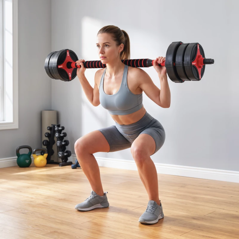 SPORTNOW Ensemble d'haltères réglables 5 en 1 20 kg avec barre de liaison, barres et kettlebell