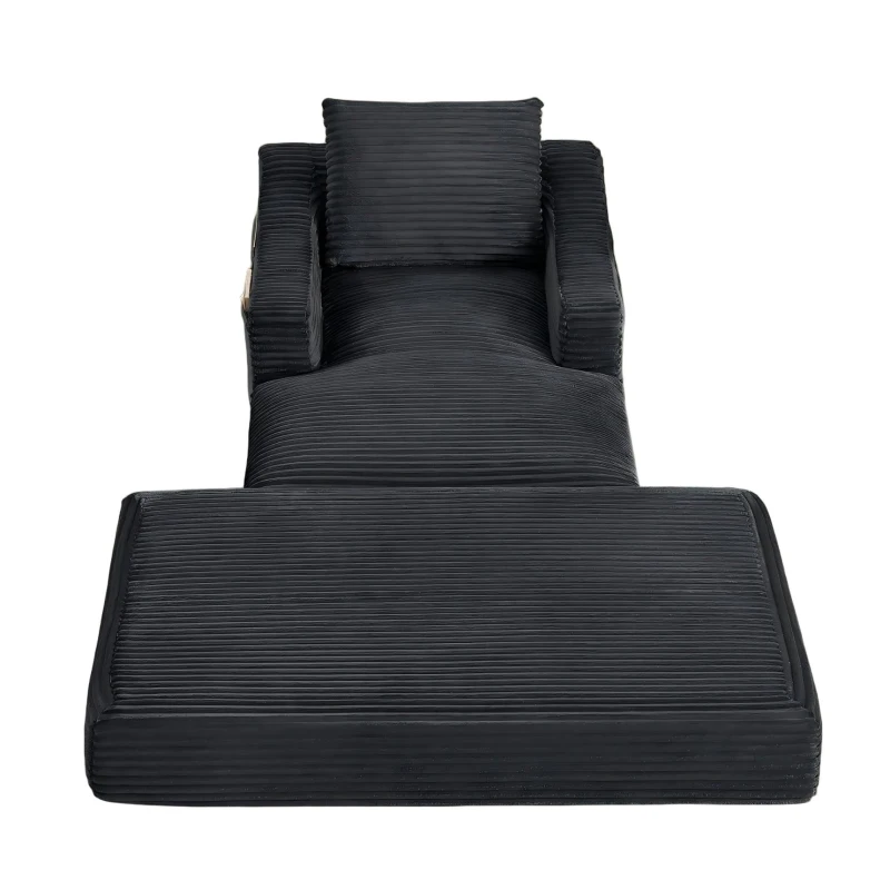 Knochenloses Cord-Freizeitsofa, doppellagiges Design, kann in ein Bett gefaltet werden, 100L x 160B x 64H cm, Dunkelgrau