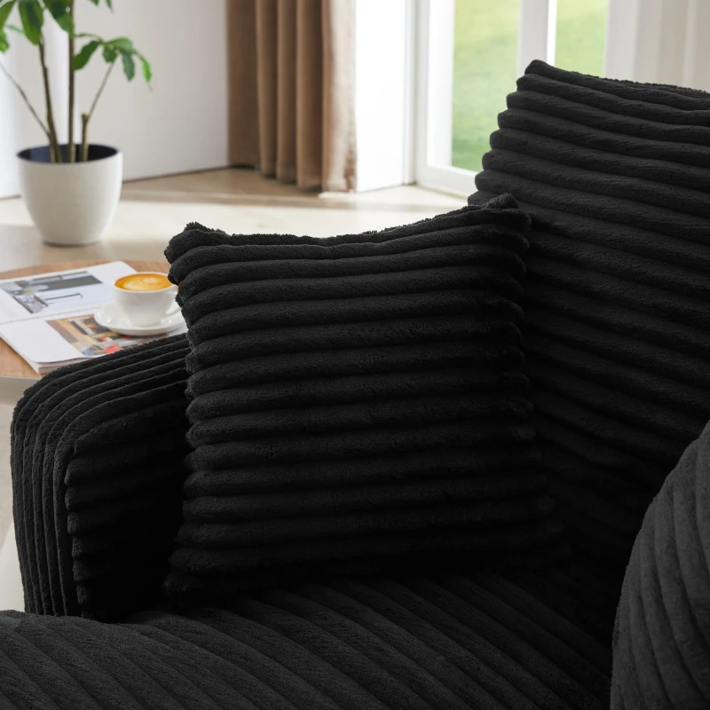 Moderner Cord-Loungesessel, bequemes Schlafsofa/Liegestuhl, geeignet für Wohnzimmer und Büro, 100L x 166B x 72H cm,Schwarz