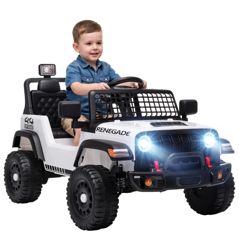 AIYAPLAY Voiture Électrique Enfants 12V, Télécommande, Batterie Lithium, Démarrage Progressif, Suspension 4 Roues, Blanc