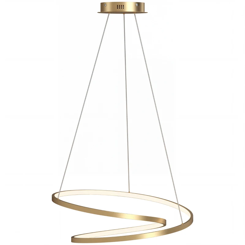 HOMCOM Suspension Luminaire avec 2 Anneaux, Lustre Suspendu LED à 3 Températures de Couleur, Hauteur Réglable, Doré