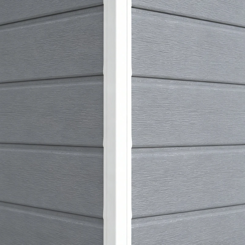 Outsunny 6x4.5ft Garden Storage Shed, Lockable Shed for Small Terraced Gardens with Double Doors, Window, Vent and Plastic Roof, Low Maintenance, Grey