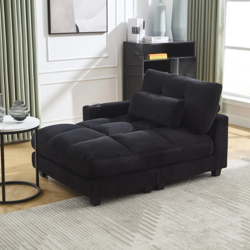 Palm-Sessel mit austauschbaren linken und rechten Armlehnen, drei Becherhaltern und einer Seitentasche, USB-Anschlüssen an den Seitenlehnen, 140L x 112B x 81H,Schwarz
