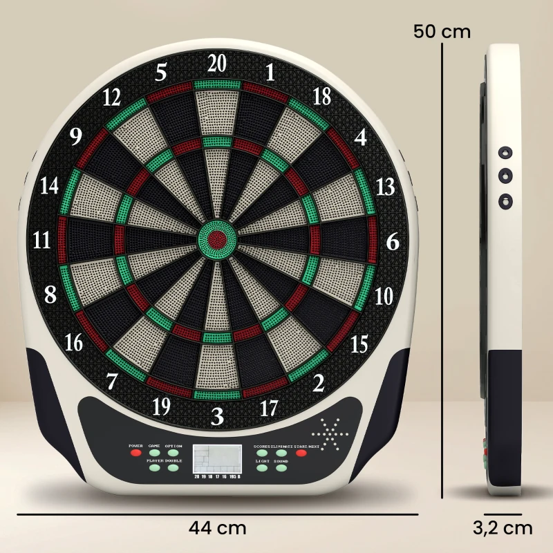 HOMCOM Elektronische Dartscheibe Dartboard mit Englische Sprachansagen LED-Anzeigen 6 Darts 24 Dartköpfe 18 Spiele 159 Varianten Dartautomat Dartscheibe Set für bis zu 8 Spieler