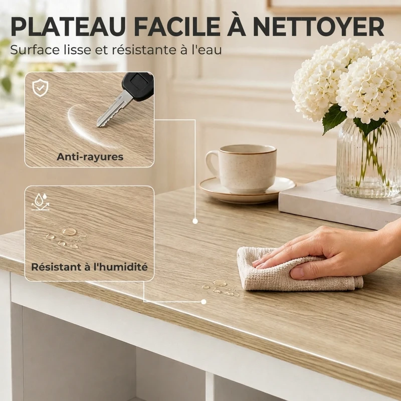 HOMCOM Table Basse Rectangulaire, Table de Salon Moderne avec 4 Compartiments Ouverts, 110 x 55 x 45,5 cm, Chêne et Blanc