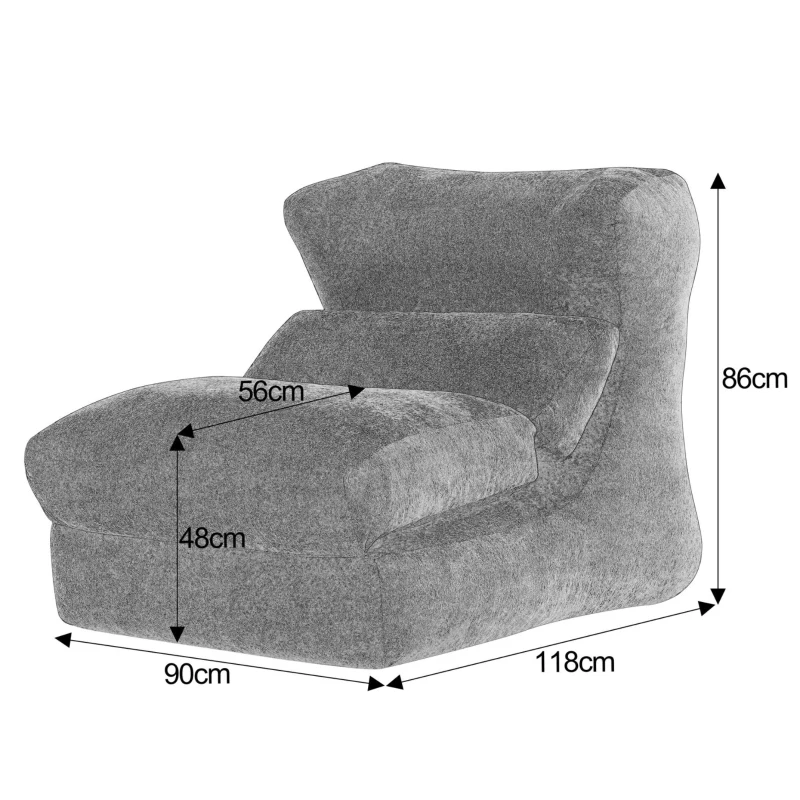 Knochenloser Sofa-Kombinationssitz, umwandelbar von einem einzelnen Sessel in einen Sessel, geeignet für Wohnzimmer und Schlafzimmer, 90L x 118B x 86H cm, Grau