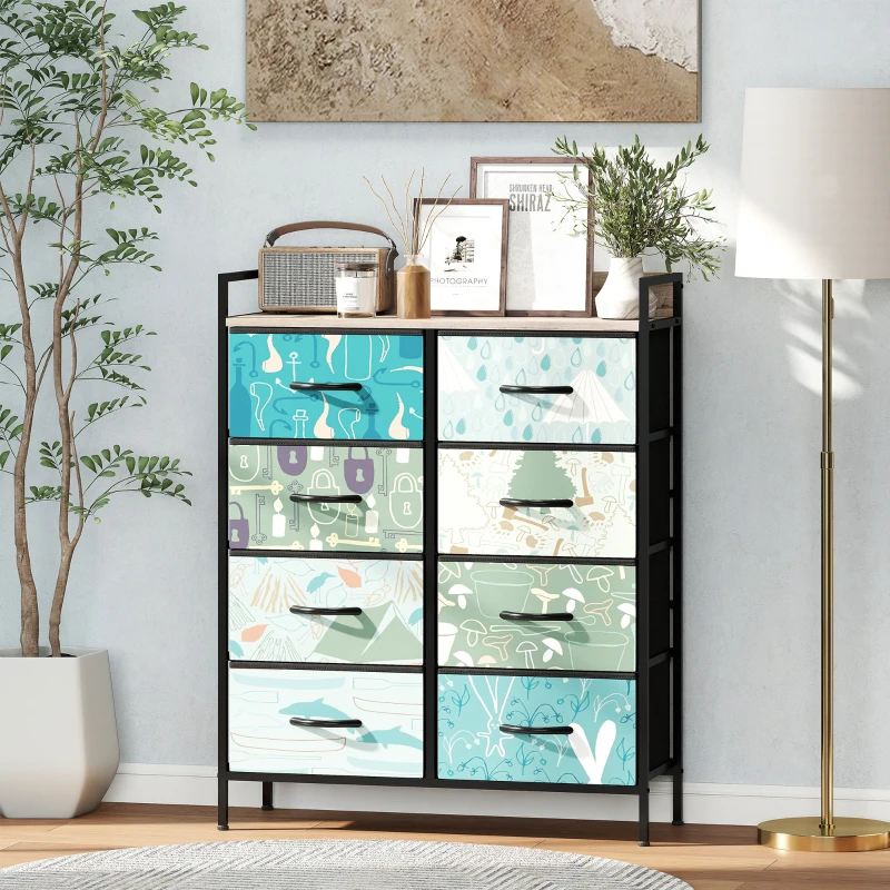HOMCOM 8-Drawer Chest of Drawers - Blue