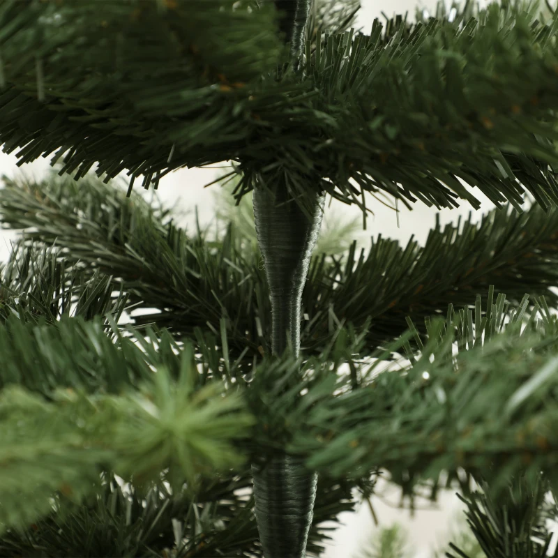 HOMCOM Kunstkerstboom 150 cm, edelspar, vol model met scharniertakken, 525 takpunten, inklapbare houten standaard, groen