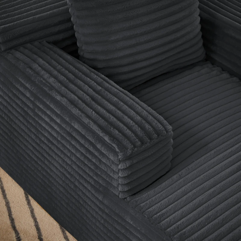Knochenloses Cordsofa, bequemes Schlafsofa / unzusammengebauter Liegestuhl, Liegestuhl für Wohnzimmer und Büro, 81L x 117B x 50H cm, Dunkelgrau