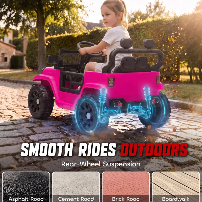 AIYAPLAY Voiture Électrique Enfants 12V, Buggy Électrique Enfants, 2-4 km/h, 2 Moteurs, Télécommande, Batterie Lithium, Rose