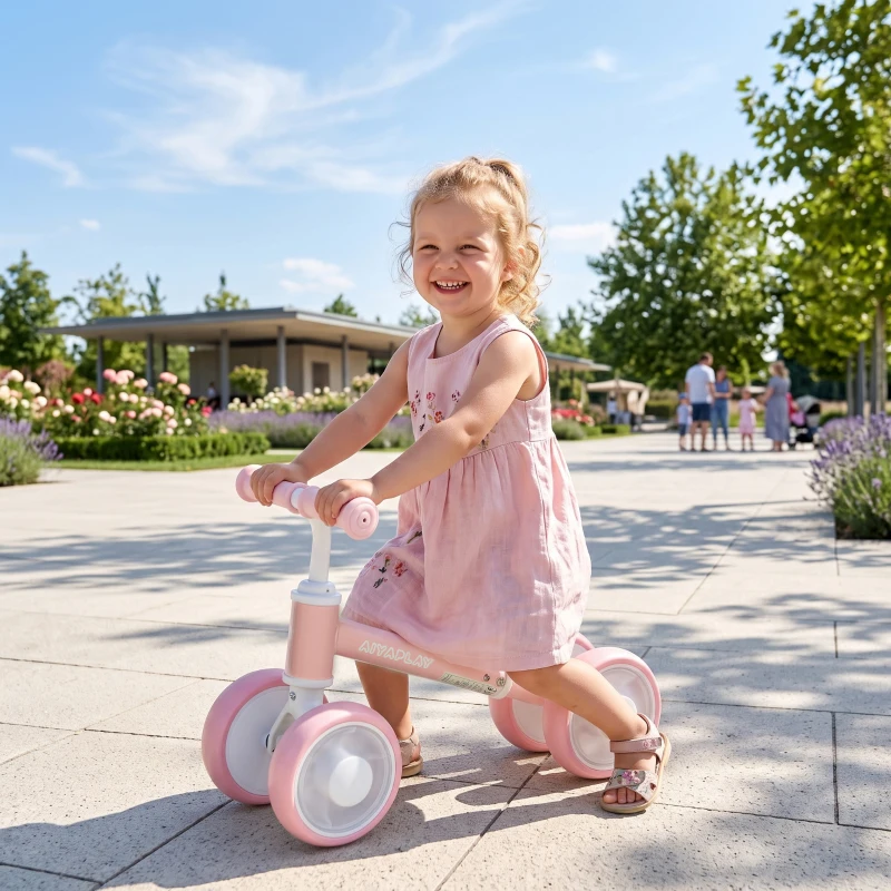 AIYAPLAY Kinder Laufrad Klappbar Lauflernrad mit leuchtenden leisen EVA-Rädern Höhenverstellbarer Sitz Rosa