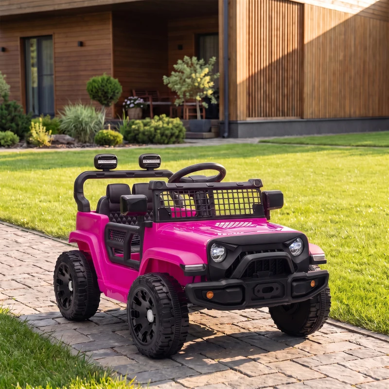 AIYAPLAY Voiture Électrique Enfants 12V, Buggy Électrique Enfants, 2-4 km/h, 2 Moteurs, Télécommande, Batterie Lithium, Rose
