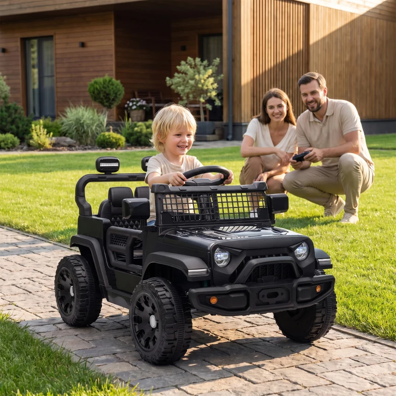 AIYAPLAY Voiture Électrique Enfants 12V, Buggy Électrique Enfants, 2-4 km/h, 2 Moteurs, Télécommande, Batterie Lithium, Noir