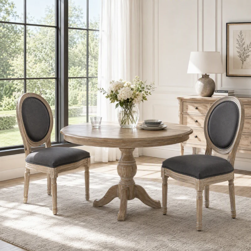 HOMCOM set van 2 eetkamerstoelen 49 cm x 56 cm x 96 cm