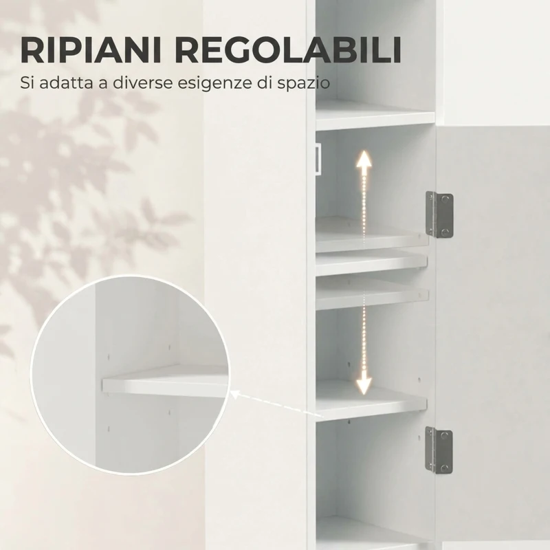HOMCOM Mobile Bagno Slim Salvaspazio con Armadietto e Ripiano, 18x20x80 cm, Bianco