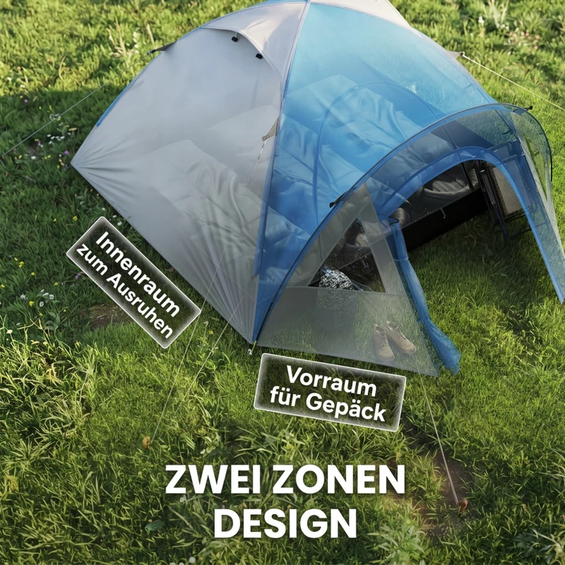 Outsunny Dubbelwandige koepeltent familietent voor 4 personen outdoor iglo waterdicht