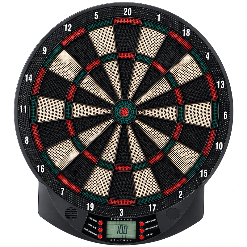 HOMCOM Diana Electrónica con 6 Dardos y 30 Puntas Pantalla LCD 26 Juegos y 185 Variaciones para 8 Jugadores