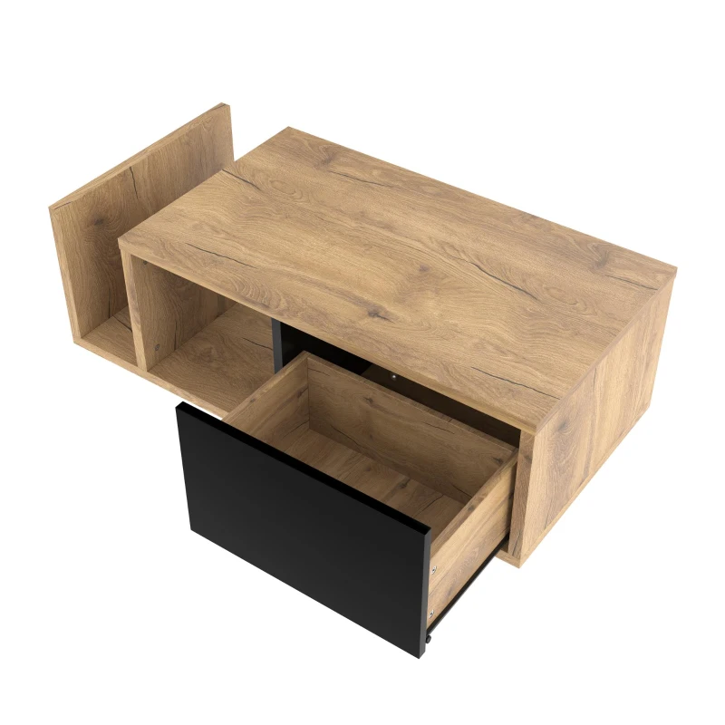 Multifunktionales Retro Essensockel mit integrierter LED-Beleuchtung, klassisches Holzmetalldesign, Lagerraum separat dimmbar, 99,5X53X38 cm, Natur