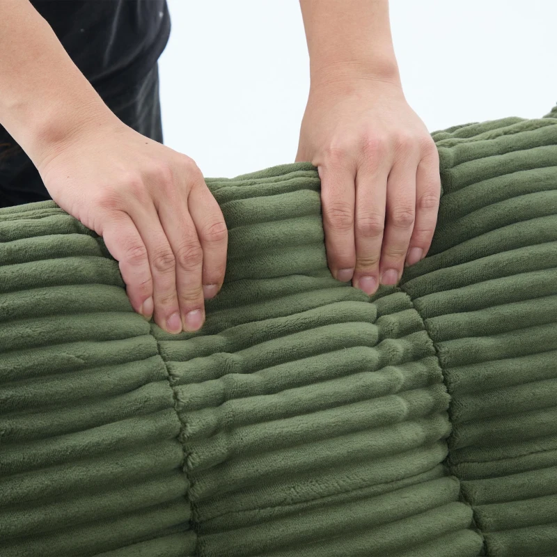 2-in-1 Cordsofa mit verstellbarer Funktion, 2 Getränkehaltern, hohe Rückenlehne und extra tiefe Sitzfläche, 165L x 97B x 61H cm, Smaragdgrün