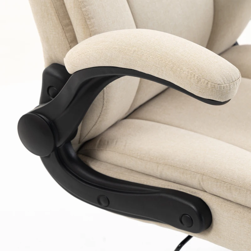 HOMCOM Office Chair, Executive Desk Chair with Flip-up Armrest, Thick Padding, 360 Degree Swivel, Cream White