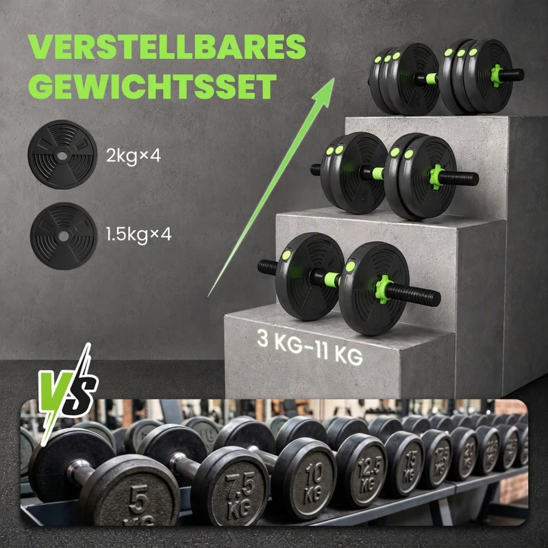 SPORTNOW Hantelset verstellbar 15 KG Kurzhantel Set Kurzhanteln Langhanteln Hanteln Set für Krafttraining
