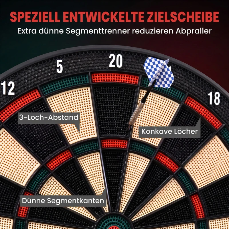HOMCOM Elektronische Dartscheibe automatische Wertung Dartboard Dart-set mit 6 Darts 30 Dartköpfe 26 Spiele Englische Sprachansagen 185 Trefferoptionen für 8 Spieler Schwarz 44 x 39,5 x 2,2 cm