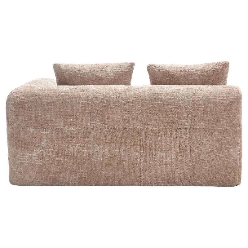 Bequemes Doppelsofa mit Kissen, Seitentaschen für Fernbedienung und Handy, 158X90X60 cm, Khaki