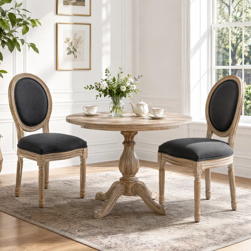 HOMCOM set van 2 eetkamerstoelen 49 cm x 56 cm x 96 cm