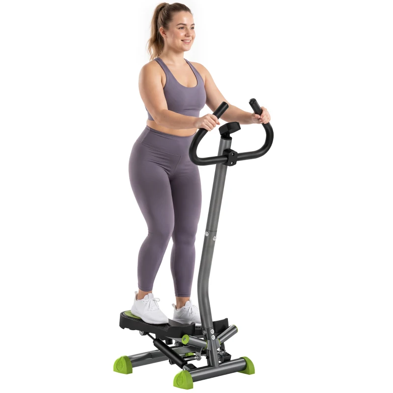 HOMCOM Máquina de Step Stepper Fitness em Casa com Tela LCD Alça e Pedais Antiderrapantes para Ginásio 55x44x108 cm Cinzento