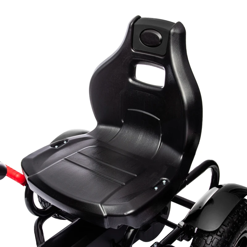 HOMCOM Go Kart a Pedali per Bambini 5-12 Anni in PP e Metallo Nero con Sedile Regolabile e Freno a Mano, 117x58x61 cm