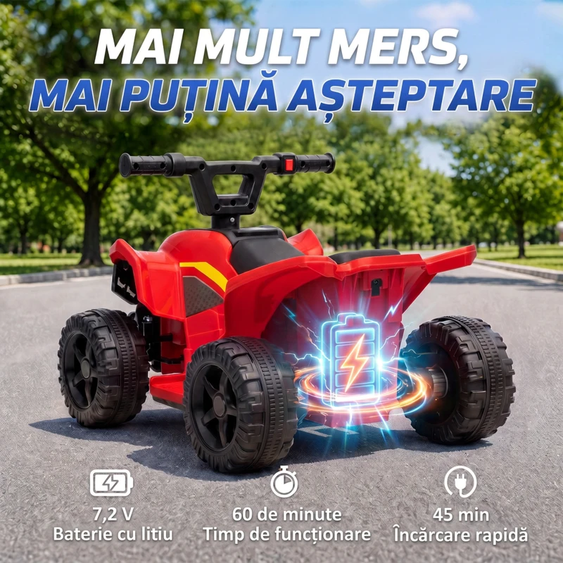 AIYAPLAY ATV Electric pentru Copii 18-48 Luni, 6V, 2 km/h, Sarcină 25 kg, Roșu