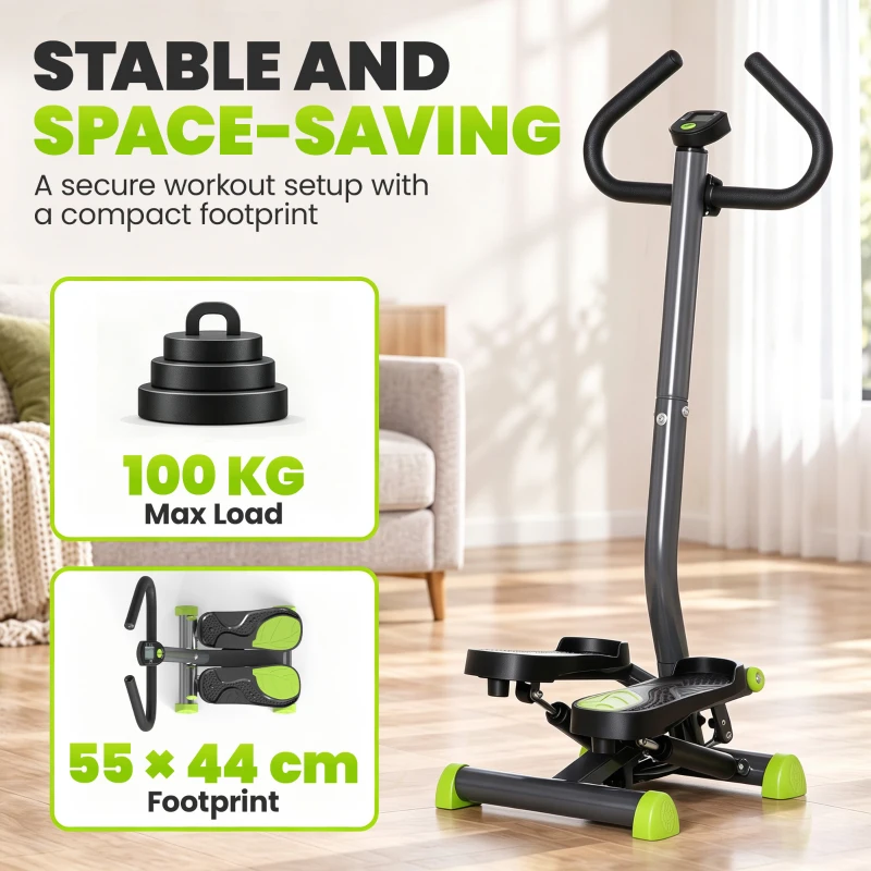 HOMCOM Twister Stepper, Step Machine with Adjustable Resistance, LCD Screen - Grey