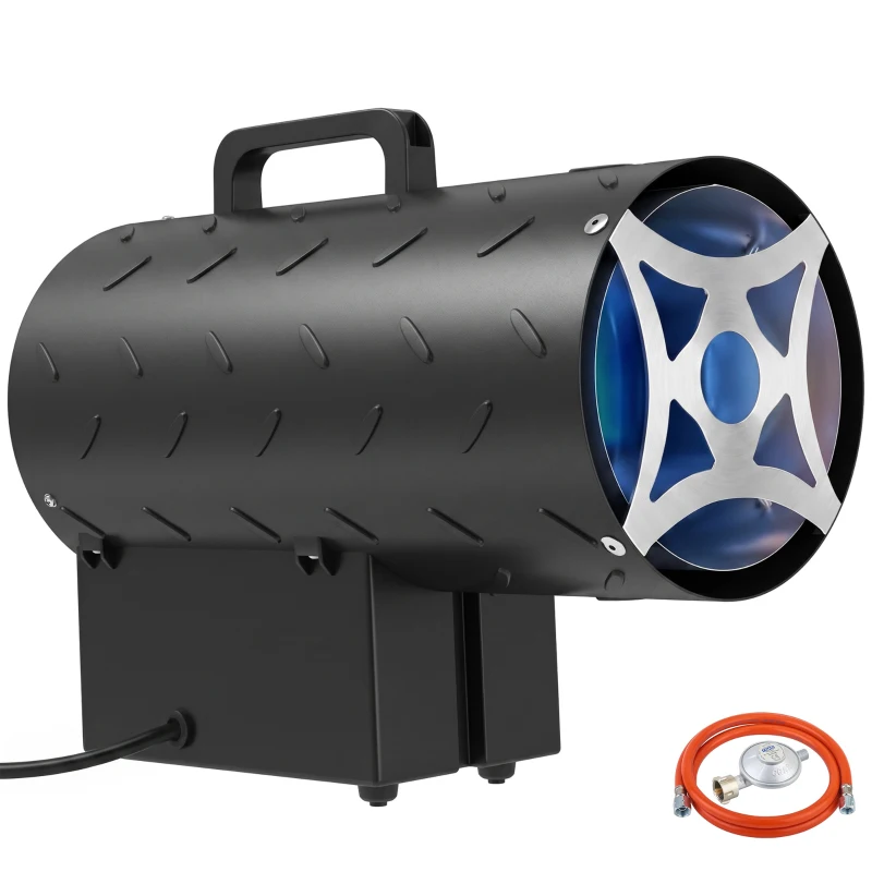 Outsunny Generator de Aer Cald pe Gaz, Portabil, 10 kW, cu Protecție, Negru