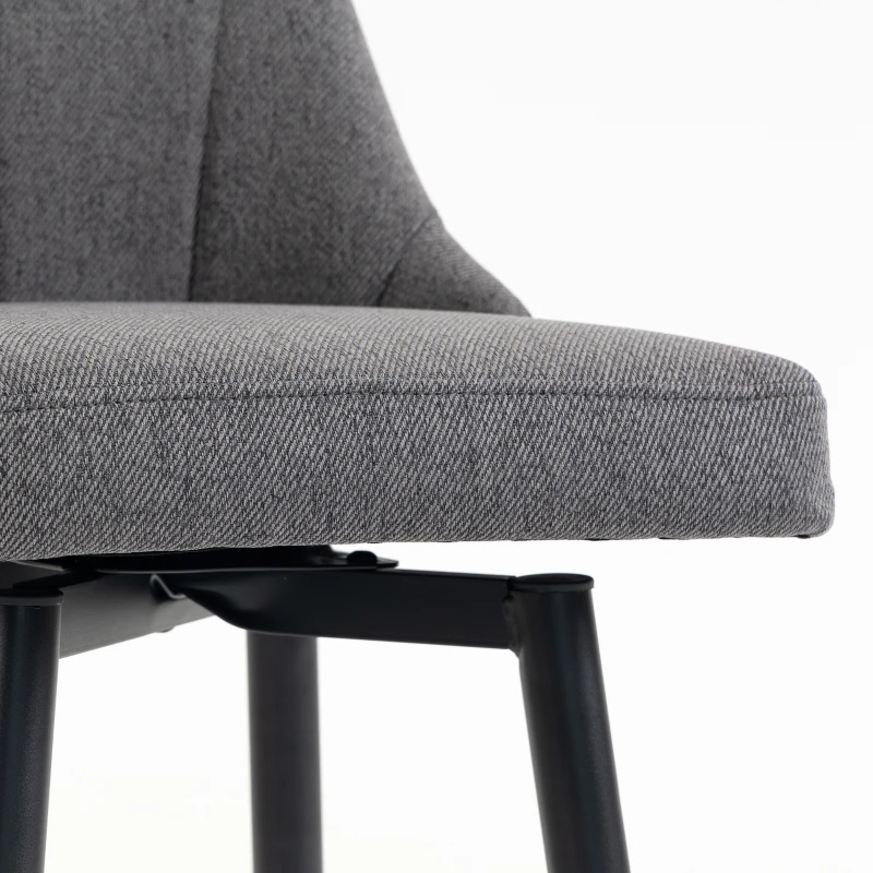 HOMCOM Lot de 2 Tabourets de Bar Pivotants, Chaises de Bar en Tissu Effet Lin, Dossier Capitonné, Repose-Pieds, Gris